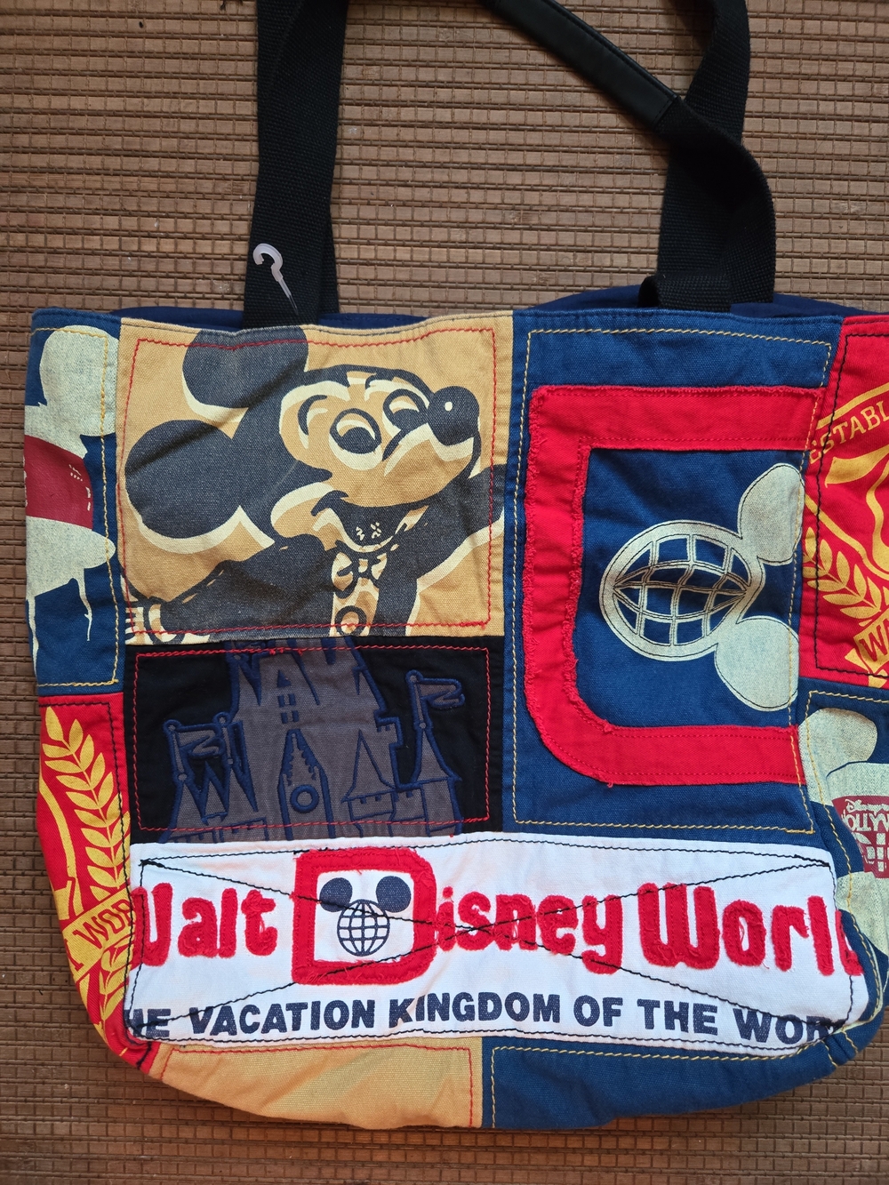 Disney Patchwork Tote with Red, Blue, Yellow Accents